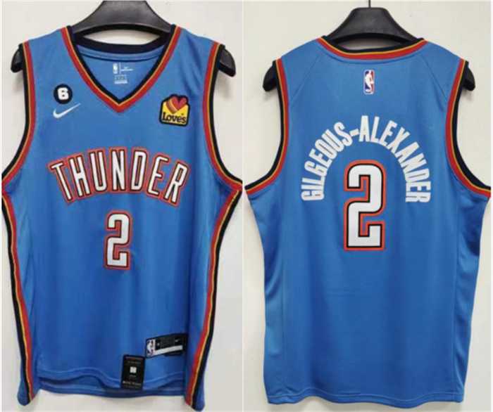 Men's Oklahoma City Thunder #2 Shai Gilgeous-Alexander Blue With NO.6 Patch Stitched Jersey,We sell and wholesale Men's Oklahoma City Thunder #2 Shai Gilgeous-Alexander Blue With NO.6 Patch Stitched Jersey on line form chian!